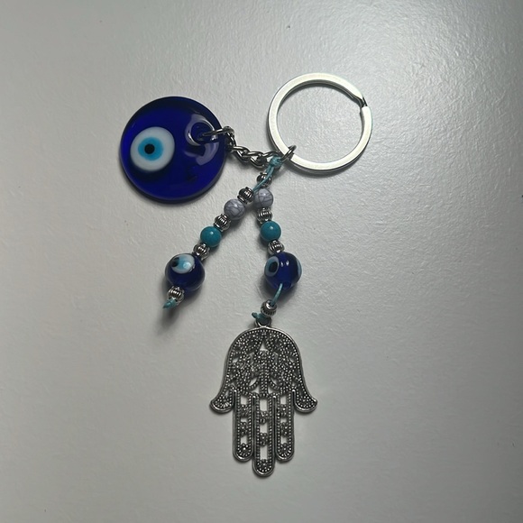 Blue Evil Eye Hamsa Keychain Car Accessory Home Protection - Picture 5 of 5